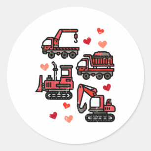 Kids Construction Truck I Dig You Funny Kids Boys Classic Round Sticker