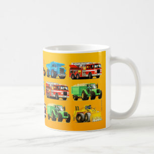 Kids Construction Truck on Yellow Patterned Coffee Mug