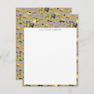 Kids Construction Trucks Pattern Children's Card