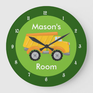 Kids Construction Vehicle Cute Custom Childrens Large Clock