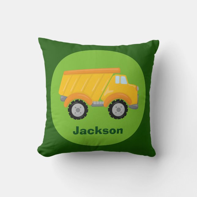 Kids Construction Vehicle Dump Truck Custom Boys Cushion (Front)