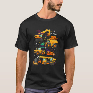 Kids Construction Vehicle Halloween Crane Truck Pu T-Shirt
