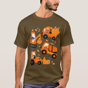 Kids Construction Vehicle Halloween Crane Truck Pu T-Shirt
