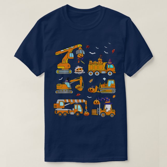Kids Construction Vehicle Halloween Crane Truck Pu T-Shirt (Design Front)