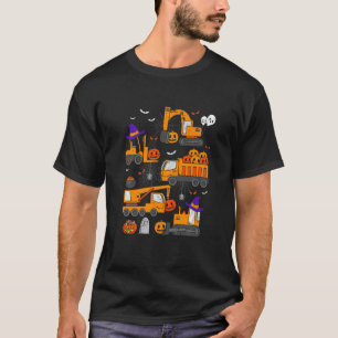 Kids Construction Vehicle Halloween Crane Truck Pu T-Shirt