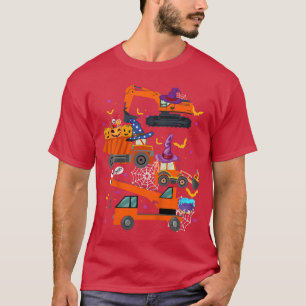 Kids Construction Vehicle Halloween Crane Truck Pu T-Shirt