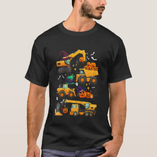 Kids Construction Vehicle Halloween Crane Truck Pu T-Shirt