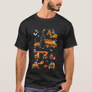 Kids Construction Vehicle Halloween Crane Truck Pu T-Shirt