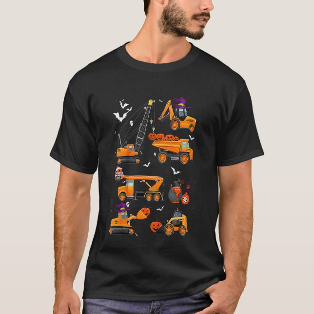 Kids Construction Vehicle Halloween Crane Truck Pu T-Shirt (Front)