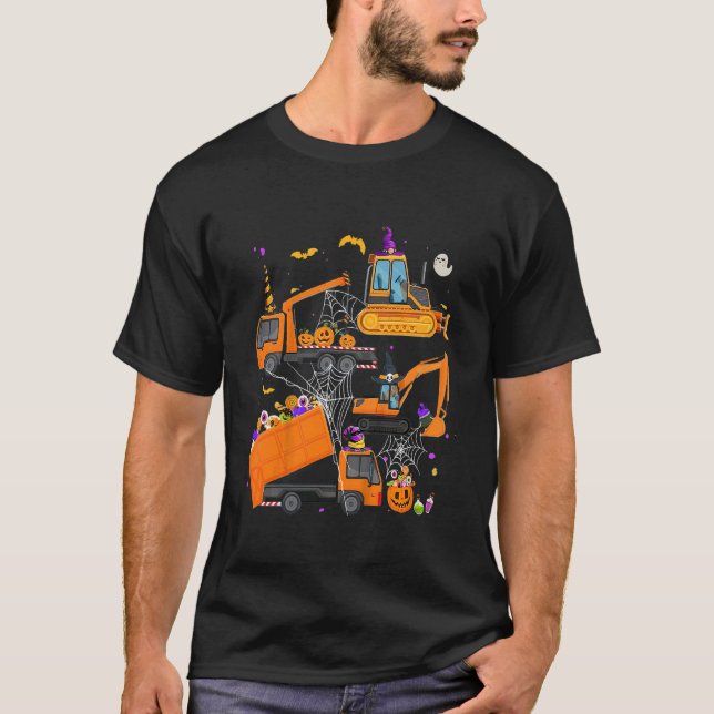 Kids Construction Vehicle Halloween Crane Truck Pu T-Shirt (Front)
