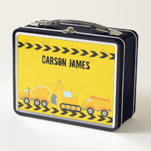 Kids Construction Vehicle Personalised Dump Truck Metal Lunch Box