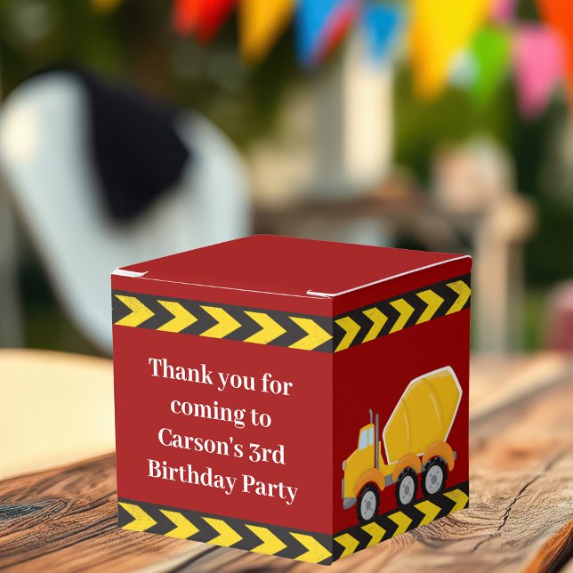 Kids Construction Vehicle Red Boys Birthday Party Favour Box (Creator Uploaded)