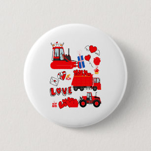 Kids Construction Vehicle Valentine Crane Truck Cu 6 Cm Round Badge