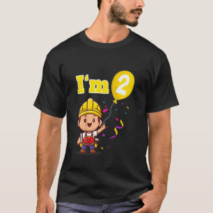 Kids Construction Worker Builder I'm 2 Two Second  T-Shirt