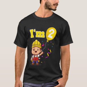 Kids Construction Worker Builder I'm 2 Two Second T-Shirt