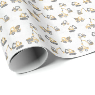 kids construction wrapping paper