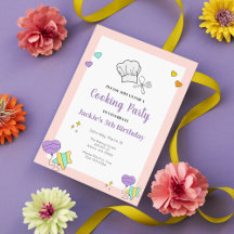 Kids Cooking Baking Birthday Party Invitation 