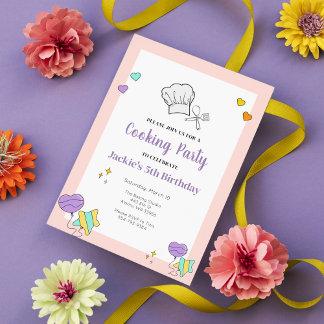 Kids Cooking Baking Birthday Party Invitation 