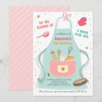Kids Cooking Birthday Invitation Kitchen Baking