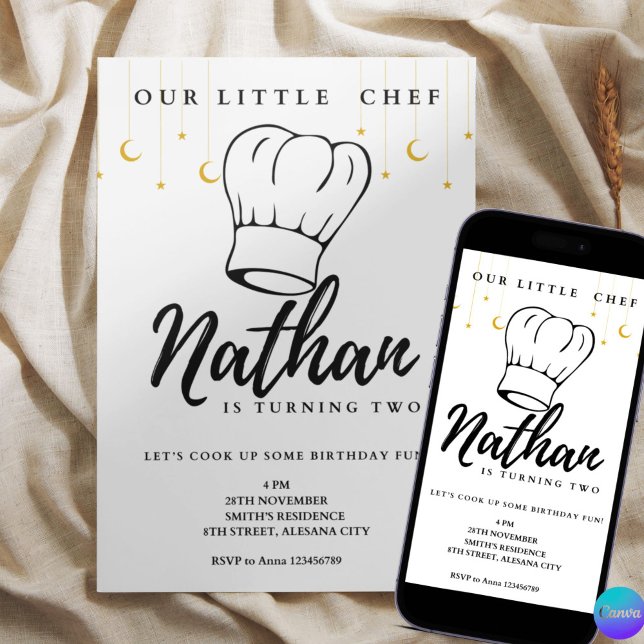 Kids Cooking Birthday Invitation Minimalist Baking (Creator Uploaded)