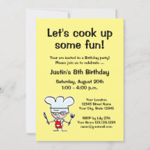 Kid's cooking Birthday party invitation template