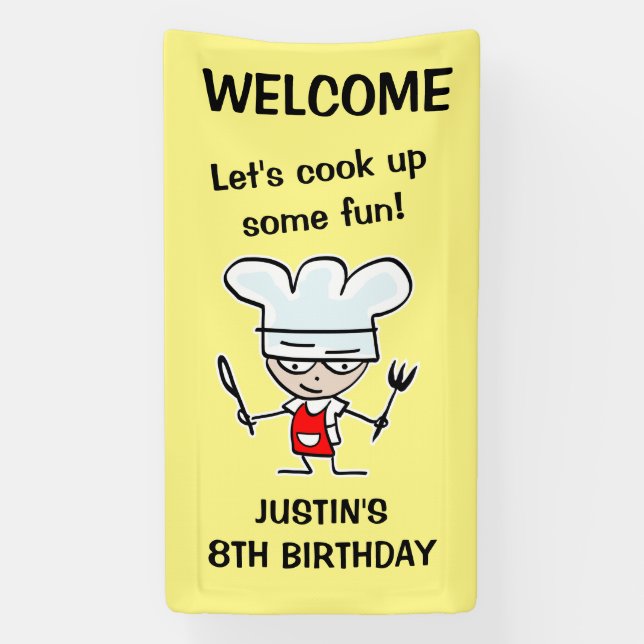 Kids cooking Birthday party welcome banner sign (Vertical)