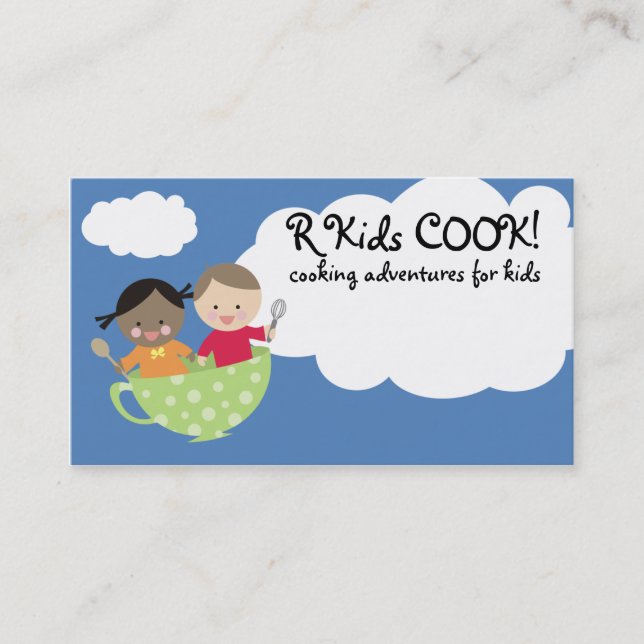 kids cooking flying teacup business cards (Front)