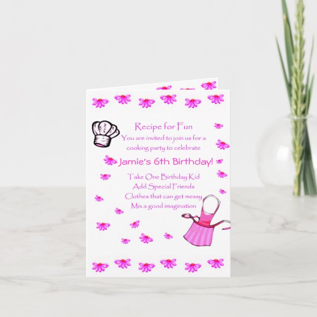 Kids Cooking Party Invitation Customise (Front)