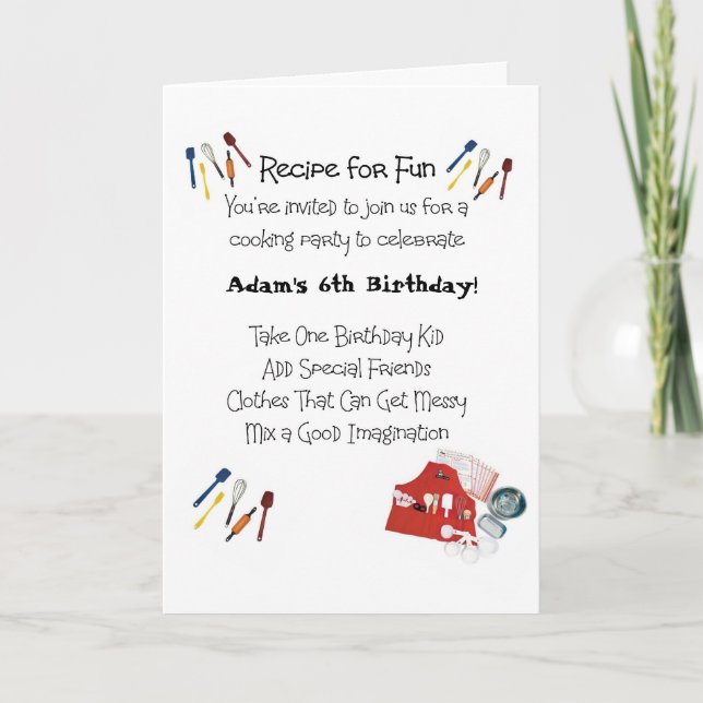 Kids Cooking Theme Invitation (Front)