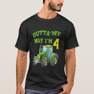 Kids Cool Farm Tractor 4th Birthday Outta' My Way T-Shirt