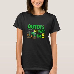 Kids Cool Farm Tractor 5th Birthday Tee Outta' My