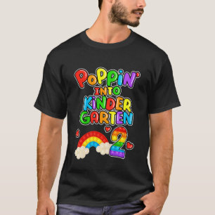 Kids Cool Poppin' Into Kindergarten 2 Cute Rainbow T-Shirt