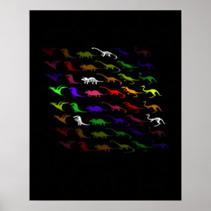 Kids cool rainbow colorful cute dinosaur poster