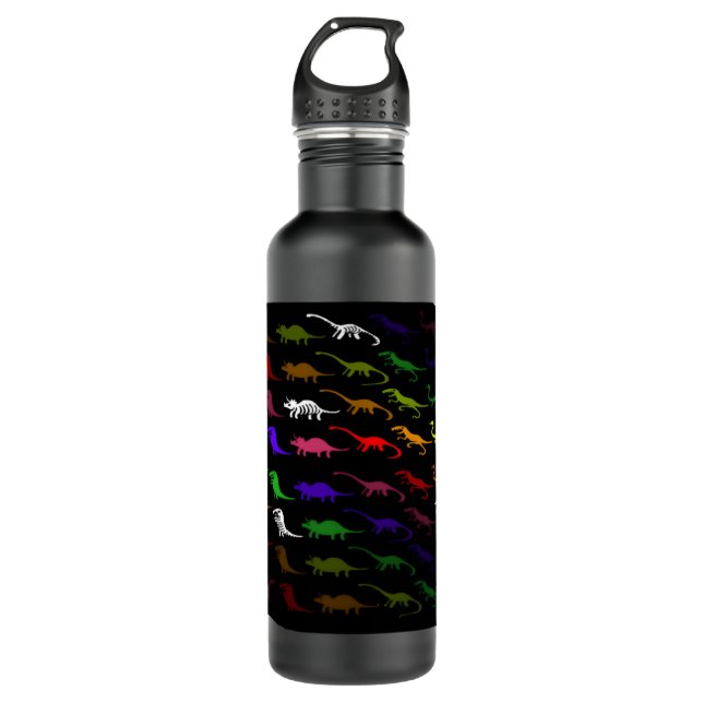 Kids cool rainbow colourful cute dinosaur 710 ml water bottle (Front)
