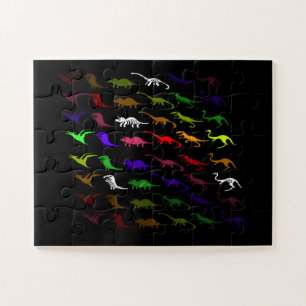 Kids cool rainbow colourful cute dinosaur jigsaw puzzle