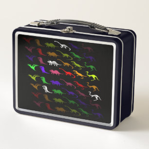 Kids cool rainbow colourful cute dinosaur metal lunch box
