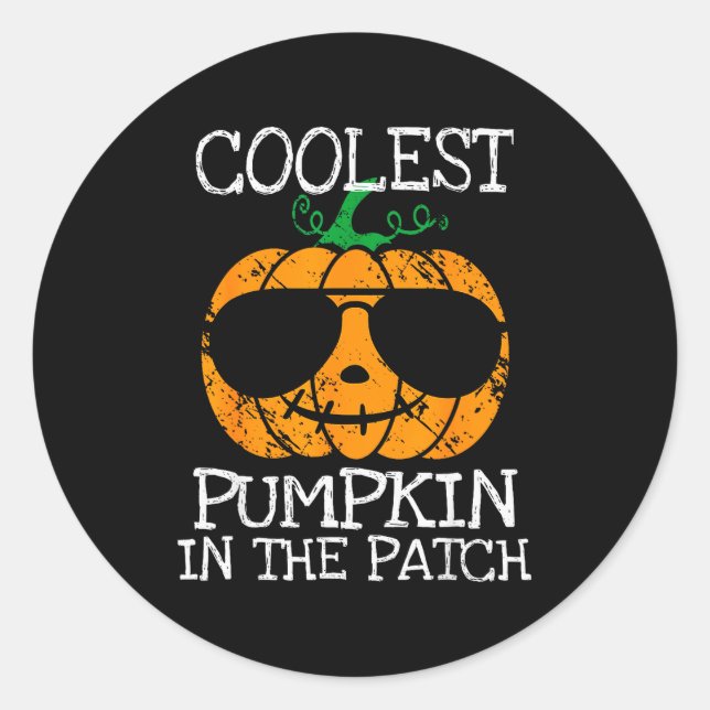 Kids Coolest Pumpkin In The Patch Halloween Boys G Classic Round Sticker (Front)