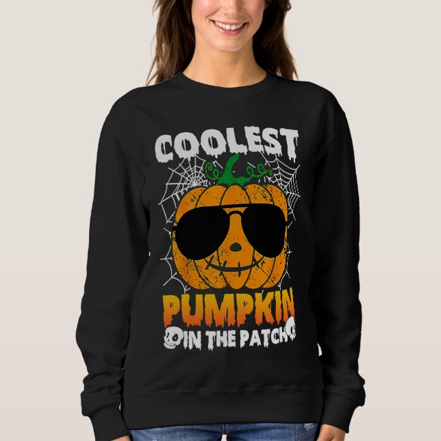 Kids Coolest Pumpkin In The Patch Spiderweb Toddle Sweatshirt (Front)