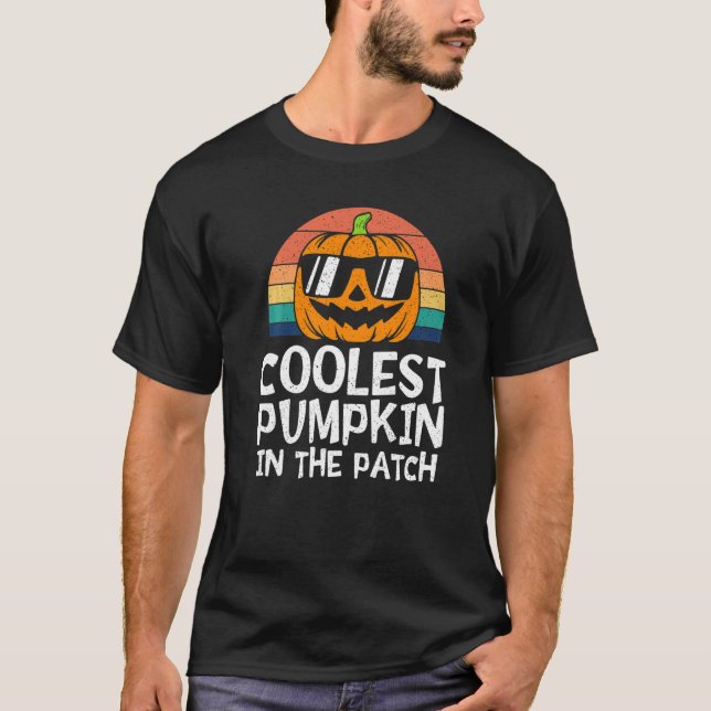 Kids Coolest Pumpkin In The Patch Toddler Boys Hal T-Shirt (Front)