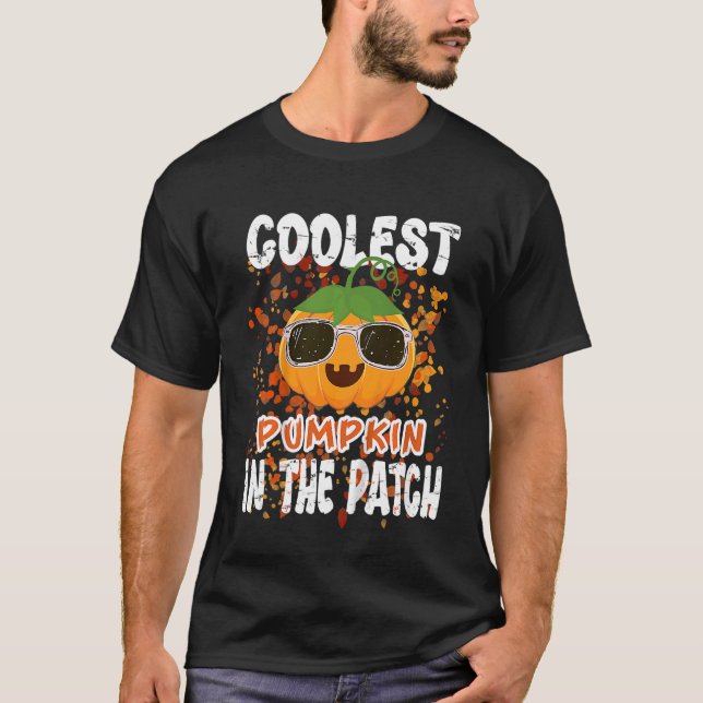 Kids Coolest Pumpkin In The Patch Toddler Boys Hal T-Shirt (Front)