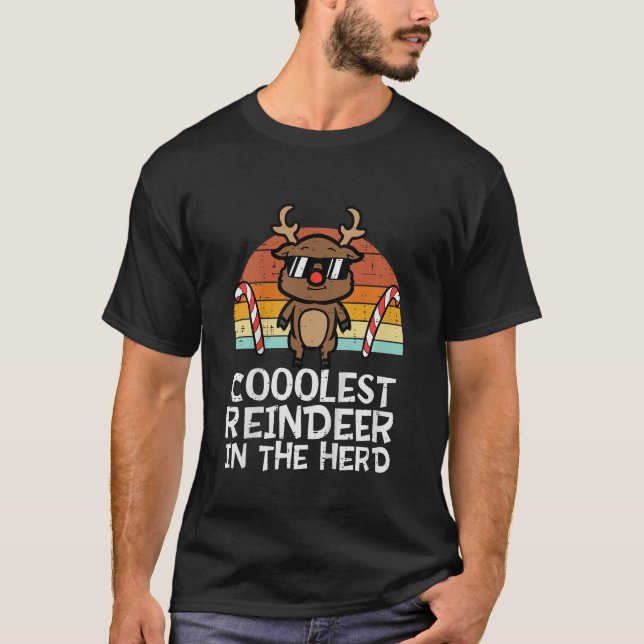 Kids Coolest Reindeer In Herd Christmas Xmas Boys  T-Shirt (Front)