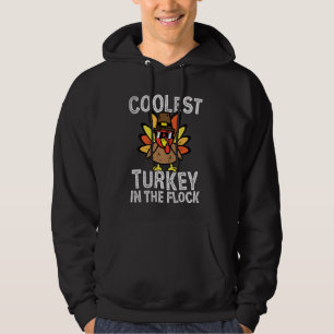 Kids Coolest Turkey In The Flock Toddler Thanksgiv Hoodie