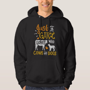 Kids Cow Dog Just A Girl Who Loves Cows And Dogs F Hoodie