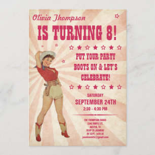 Kid's Cowgirl Birthday Invitations