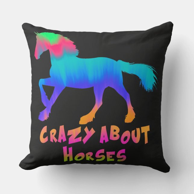 Kids "Crazy About Horses" Tropical Tie-Dye   Cushion (Front)