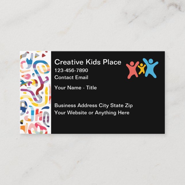 Kids Creative Preschool Daycare Colourful Business Card (Front)