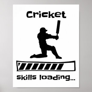 Kids Cricket Skills Loading Funny Cricket Player Poster