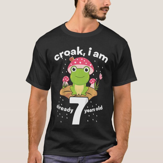 Kids Croak I Am Already 7 Years Old Frog Birthday T-Shirt (Front)