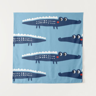 Kids Crocodile Pattern: Summer Playfulness. Tapestry