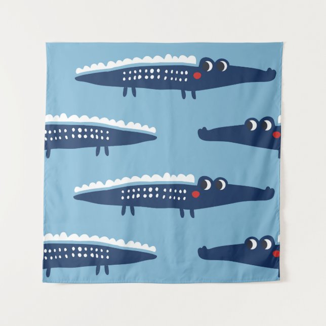 Kids Crocodile Pattern: Summer Playfulness. Tapestry (Front)